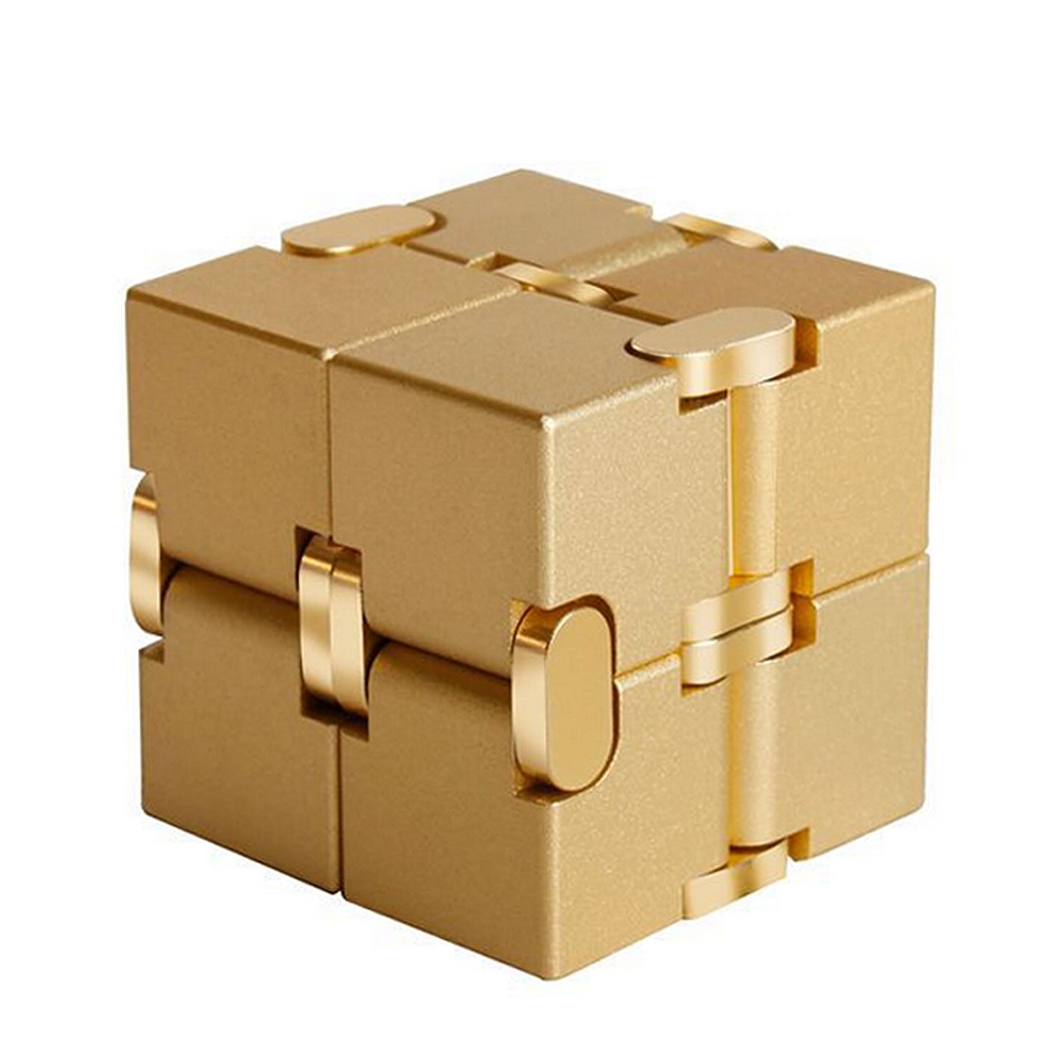 Funny Aluminium Oneindige Cube Vinger Speelgoed voor Kids Volwassenen Stress Angst Relief: Gold