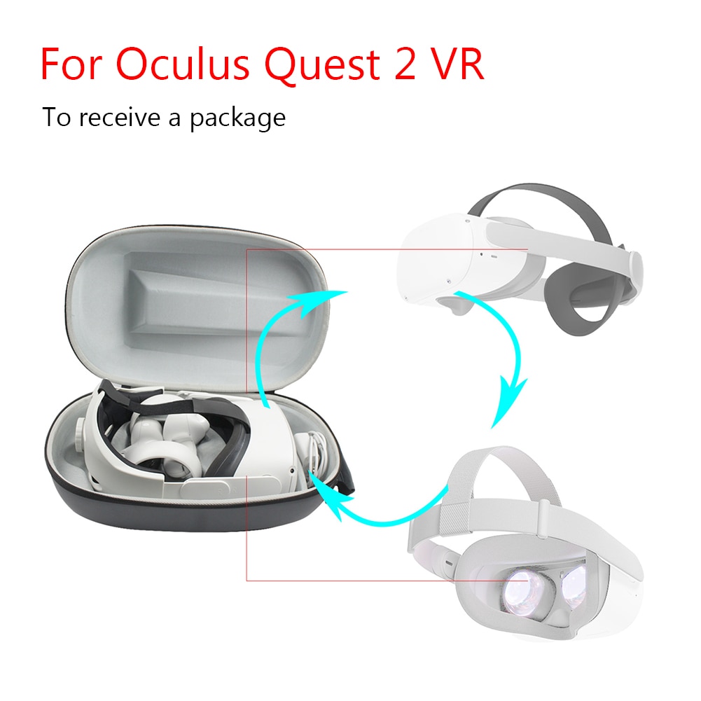 2 i 1 for oculus quest 2 hodebånd oppbevaringsboks, bærbar beskyttende oppbevaringsveske med gaming headset vr tilbehør