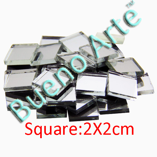 200g spiegel glas Kristal Glanzend zilver kleur 3/8 inch 10X10mm Vierkante zilveren DIY decoratie spiegel glazen tegel: Square-56slice