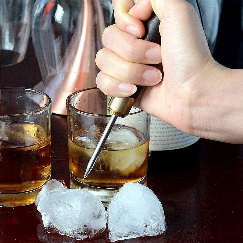 3Pcs Stainless Steel Ice Picks Kitchen Tool Ice Pick with Wooden Handle and Safety Cover for Camping,and Restaurant