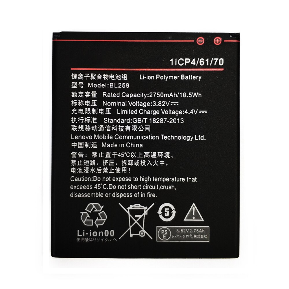 100% probado 3,82 V 2750mAh BL259 para Lenovo Vibe K5 / K5 Plus / A6020 A6020A40 A6020A46 batería