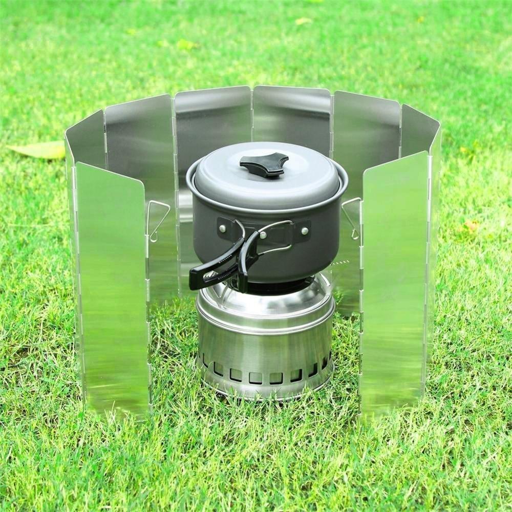 Fold Camping Cooker BBQ Gas Stove Wind Shield Screen Aluminium Alloy Windproof Foldable Outdoor Windshield Screen Protector