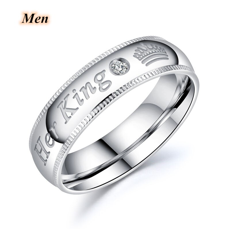 Bagues de couple en acier inoxydable, son roi et – Grandado