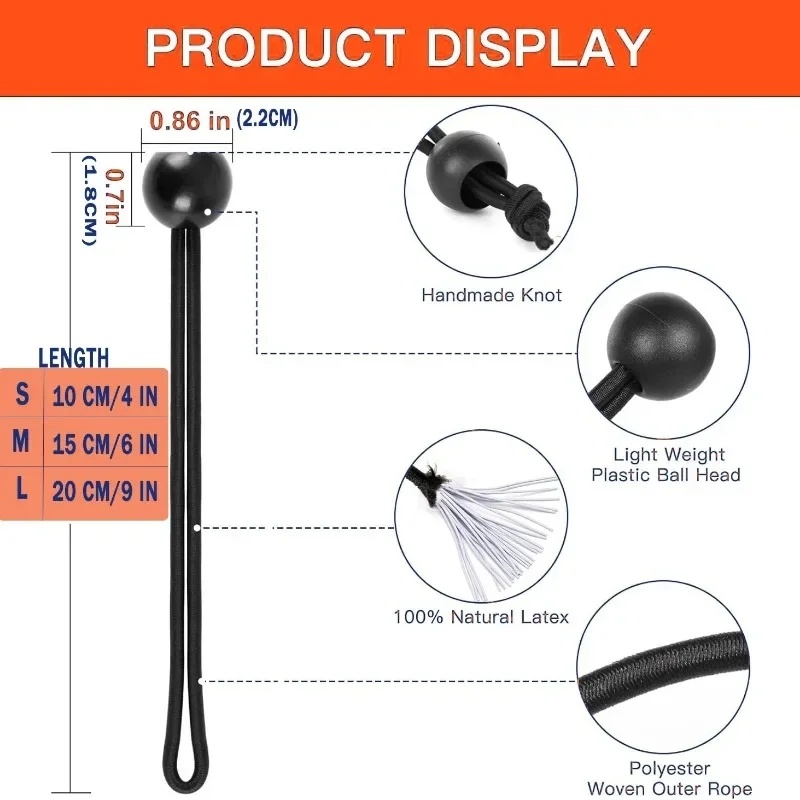 10 Stuks Bungee Bal Dekzeilen Canvas Dekzeil Vlaggenmast Banden Koord Uiteinden Elastisch Touw Kant Vaste Boot Pole Camping Tent accessoires