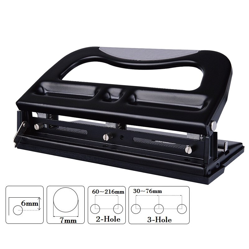 Large Capacity 2-Hole / 3-Hole Punch Heavy Metal Puncher Adjustable and Detachble Puncher 40-sheets