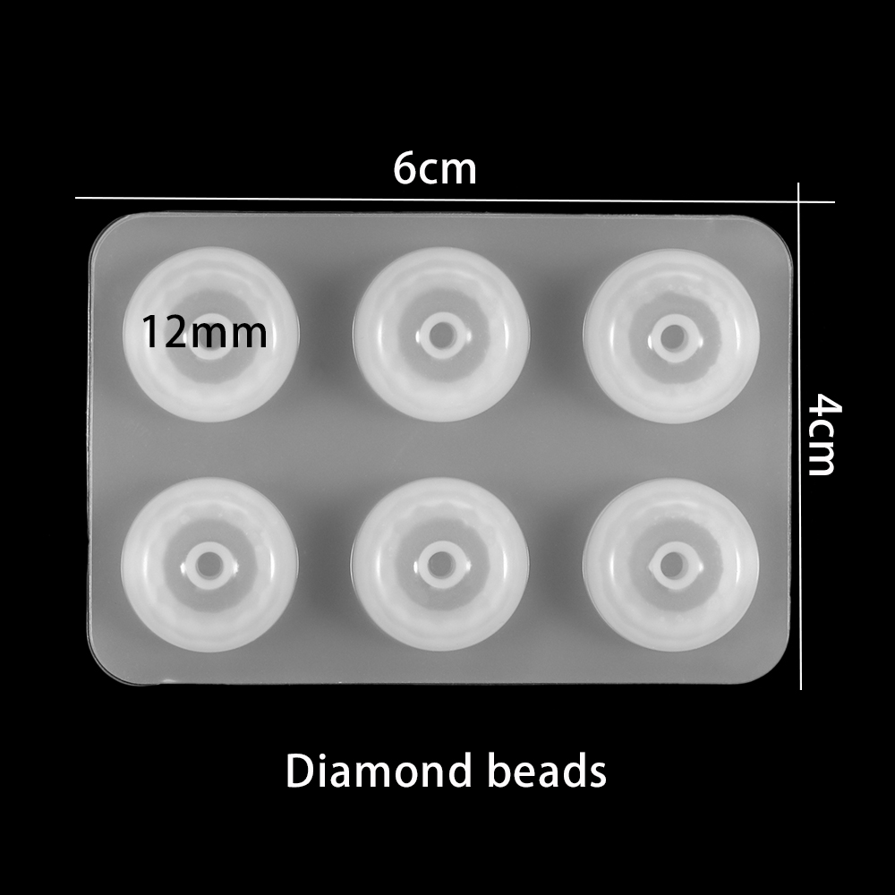 1Pc Platte Bal Kralen Epoxyhars Mallen Big Hole Bead Siliconen Mal Fit Voor Ketting Armband Diy Hars Sieraden maken Accessoires: Diamond 12mm