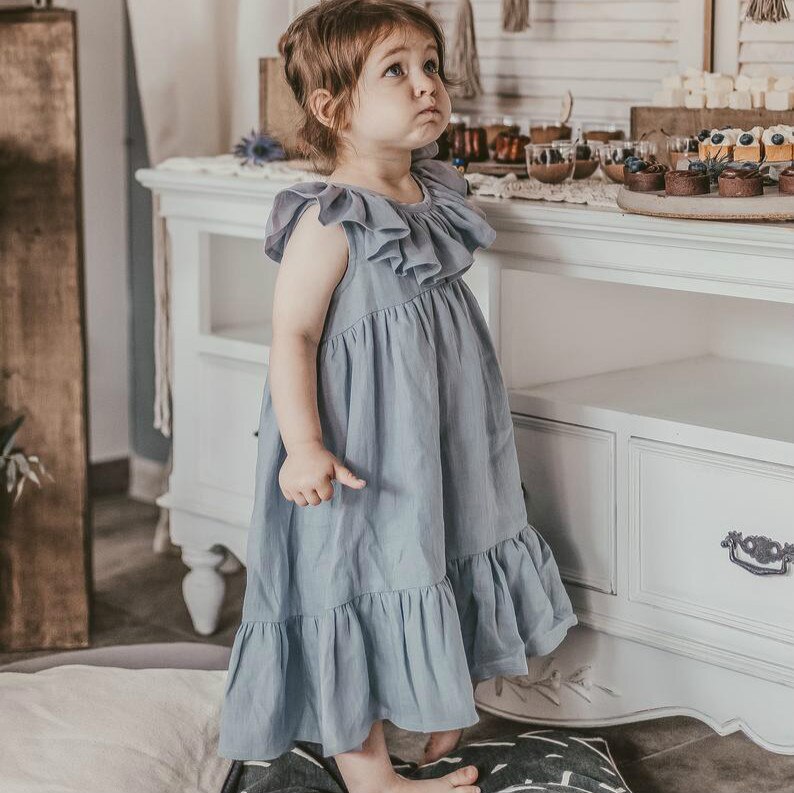 Robes d'été pour bébés filles, vêtements en coton, jupe sans manches, princesse, couleur unie