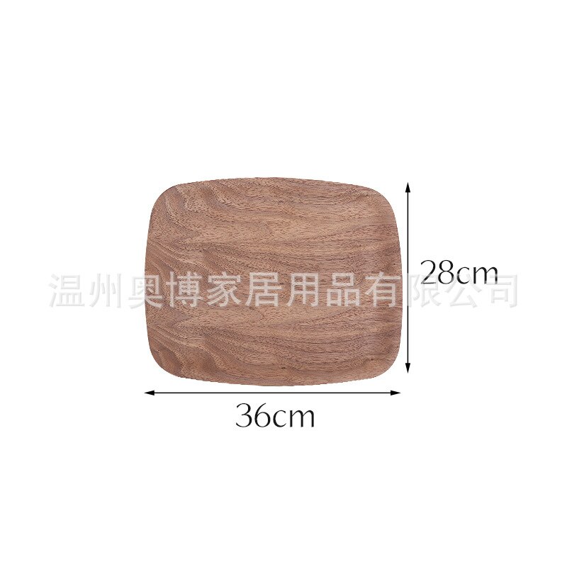 Wooden tray Fraxinus mandshurica black walnut Japanese-style wooden fruit tray tray household Multipurpose Dinner Drink plate: 36X28 B