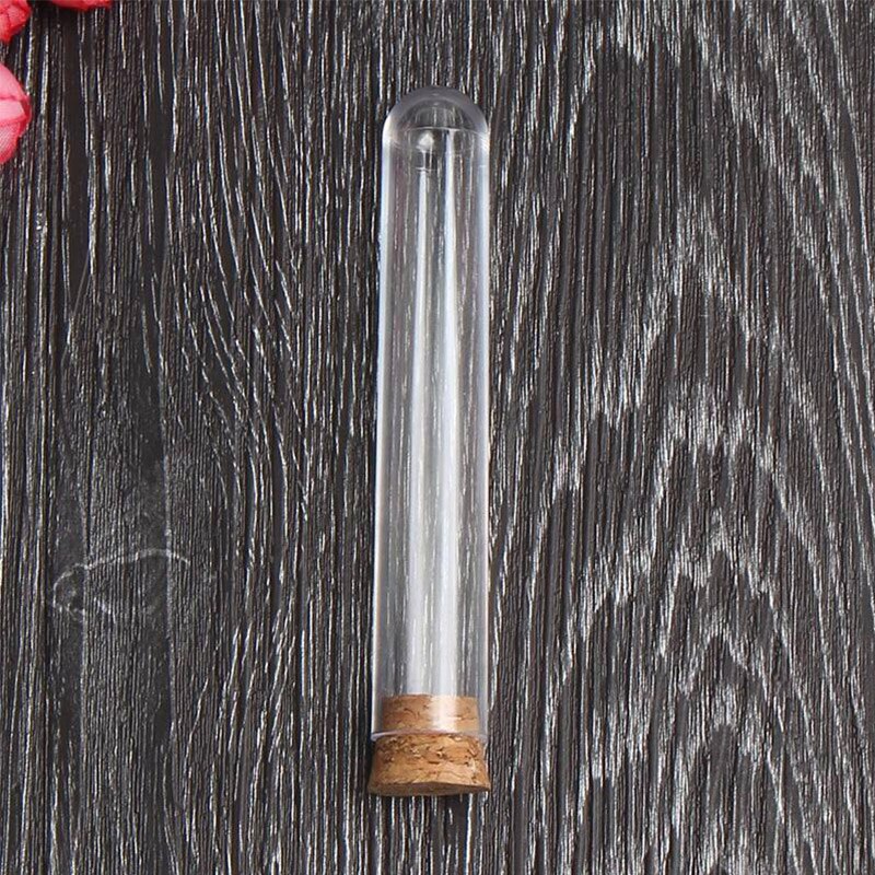 " 100 stk / lot gennemsigtig plastik reagensglas med korkpropper rund bund 15 x 100mm skolelaboratorium uddannelsesmateriel"