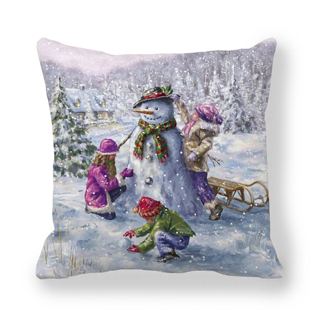 Eland hert kerstman sneeuwpop kerst kussenhoes sierkussen kerst jaar decoratie huisdecoratie polyester kussensloop: 38