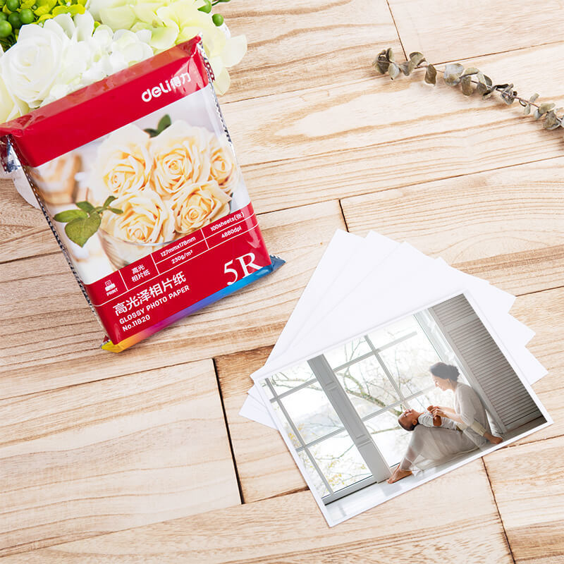 Deli 4r 5r a3 a4 20-100 ark pakke 230g pakker farve inkjet printer forbrugsvarer 4880 dpi 210*297 mm blankt fotopapir