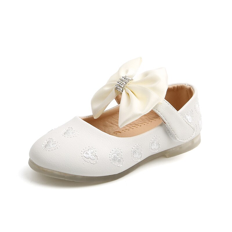 Pasgeboren Baby Meisjes Schoenen Pu Leer Gesp Babyschoenen Grote Boog Zomer Prinses Schoenen Partij Bruiloft Meisje Schoenen: WHITE / 30-36 M