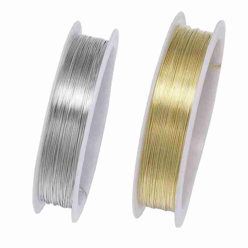 2 pièces/ensemble Or Argent Cuivre Fil Pour Bracelet Collier Bijoux Perles Pour Artisanat Cordon Coloré De Fil De Corde BRICOLAGE I6M4