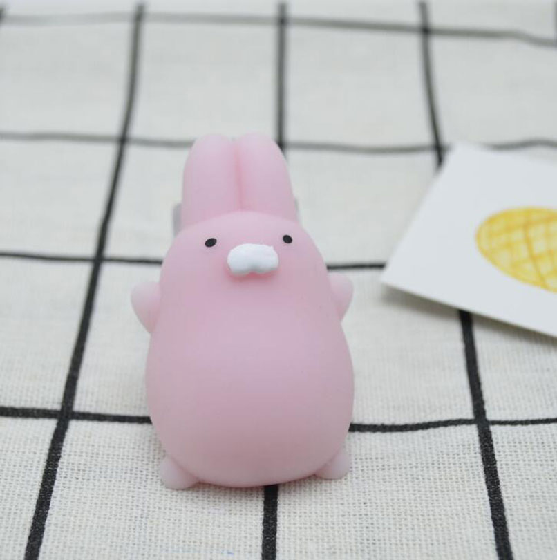 1 Pcs Kawaii Squishy Antistress Langzaam Stijgende Mini Mochi Dier Healing Zachte Hand Druk Squeeze Speelgoed Volwassen Kids Fun Stress reliever: Pink rabbit