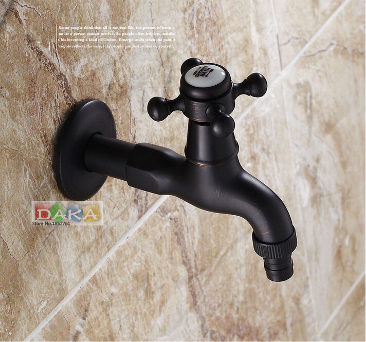 Wall Mounted Black Antique Brass Washing Machine Taps Single Handle Bibcocks Cold Water Faucet /Mop Pool Taps: white