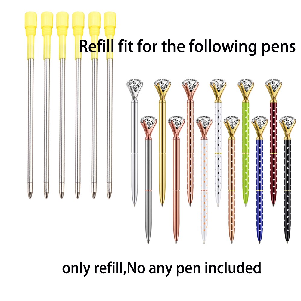 100 pcs/lot Metal Ballpoint Pen Refills Blue & Black Ink crystal Big Diamond Ball Pens Refill School Office Stationery Supplies