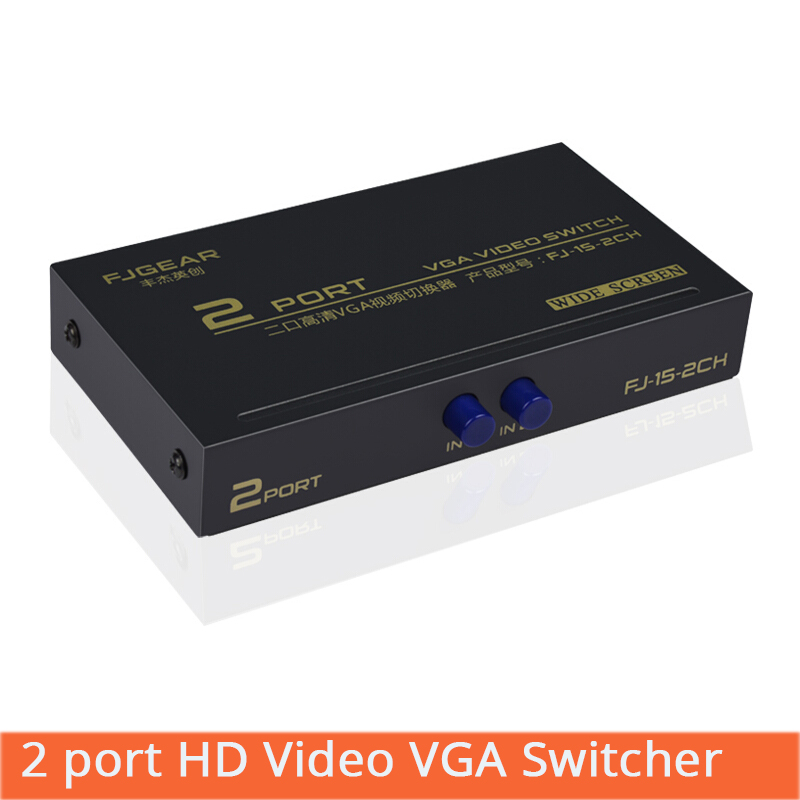 2 Port Hd Vga Schakelaar Lcd Monitor Kvm Switcher 2 Om 1 Schakelpalafdekking 2 In 1Out Vga Sharer Splitter voor Computer FJ-15-2CH
