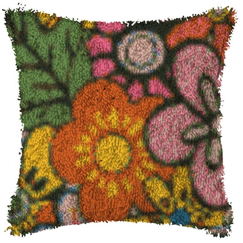 Kit de tapis à crochet en treillis de fleurs, pour bricolage, Segment, oreiller brodé en laine, point de croix, ensemble de tapis, artisanat: Gris clair