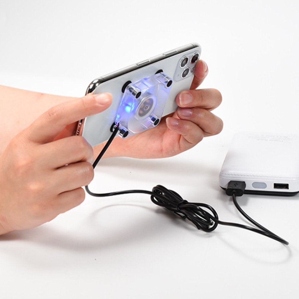 Mini-handy-lüfter mit silikon-saugnapf und usb-ladefunktion, tragbarer handy-heizlüfter