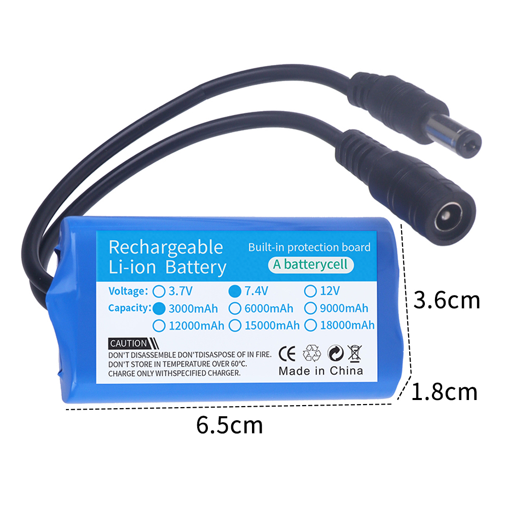 Batería de iones de litio de 7,4 V, 18650 2S, Cargador USB, 3000mah, 6000mah, 9000mah, 12000mah, Control remoto, piezas de repuesto para barcos de cebo de pesca: Caqui oscuro