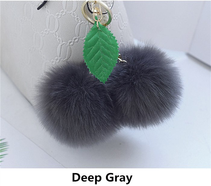 Leuke Pluizige Faux Konijnenbont Bal Pompom Sleutelhanger Cherry Gold Sleutelhanger Pom Pom Sleutelhanger Bag Charms Wedding trinket: Deep Gray