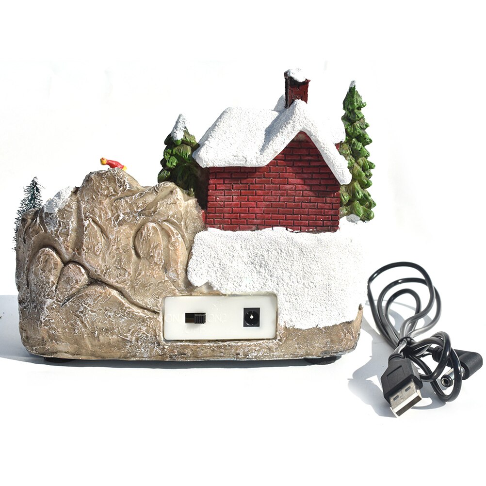 Christmas Snow House Village Decorations with Music LED Light Christmas Village Festival House Home Decorations