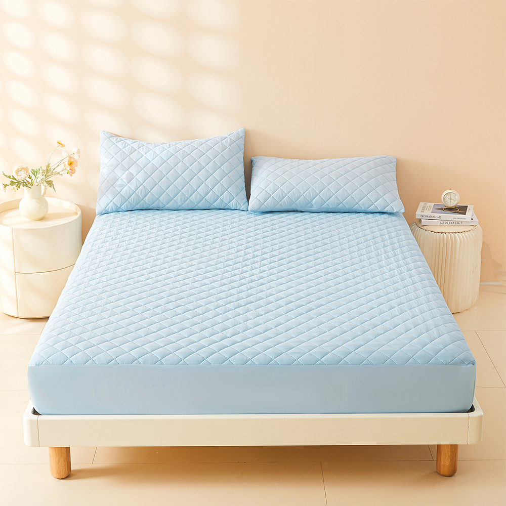 1pc 3D luchtstof dikke matrashoes, 100% waterdichte matrasbeschermer, zacht en ademend hoeslaken (geen kussensloop): 1.35m (4.5 feet) bed / Blauw
