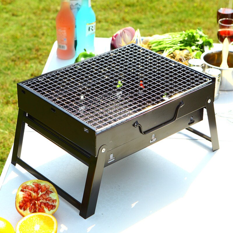 Portable barbecue grill camping outdoor barbecue grill folding stainless steel charcoal grill stove household barbecue oven BBQ