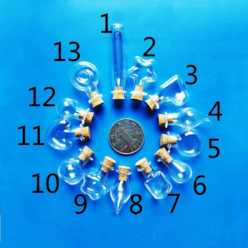 100Pcs Mini 1-2 Ml Helder Glazen Fles Kurk Kleine Drifting Wishing Flessen Diy Hangers