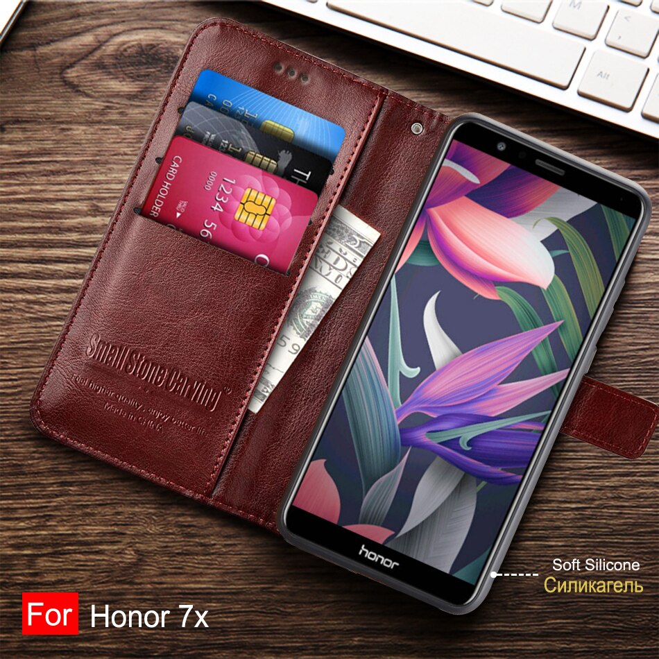 Para huawei honor 7x caso silicone tpu flip caso de couro para huawei honor 7x casos de telefone magnético capa honor7x