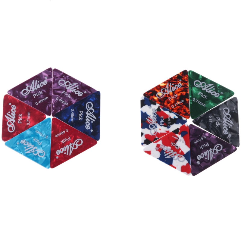 12pcs Celluloid Guitar Picks Big Triangle Pick Strumming Folk 0.46 0.71 0.81mm