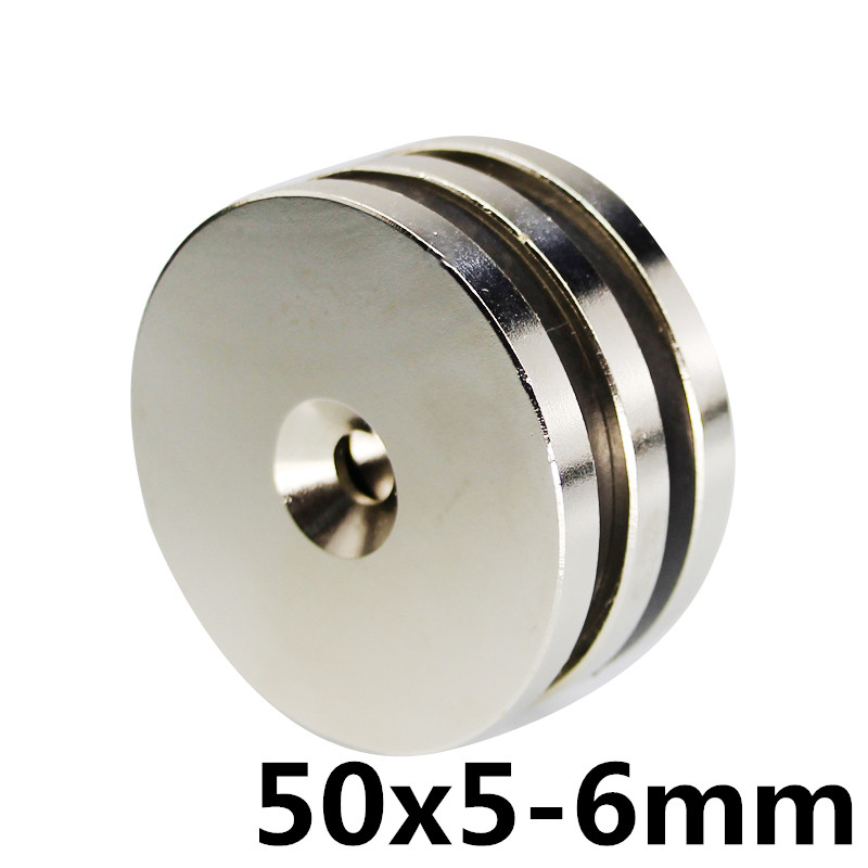1pcs 50mm x 5mm Gat 6mm N35 Super Neodymium Ronde Ring Permanente Magneet 50x5-6 zoeken magneet 50x5-6mm