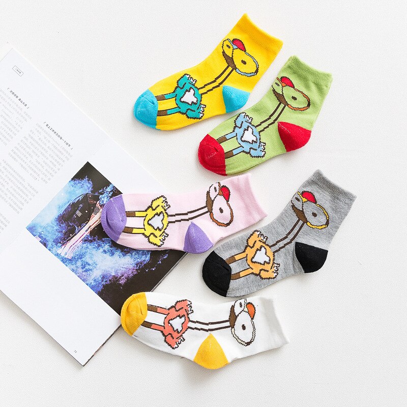 5 Pairs Children Socks Autumn&Winter Cotton Cartoon Ostrich Boys Socks 2-12 Year Kids Socks For Girls