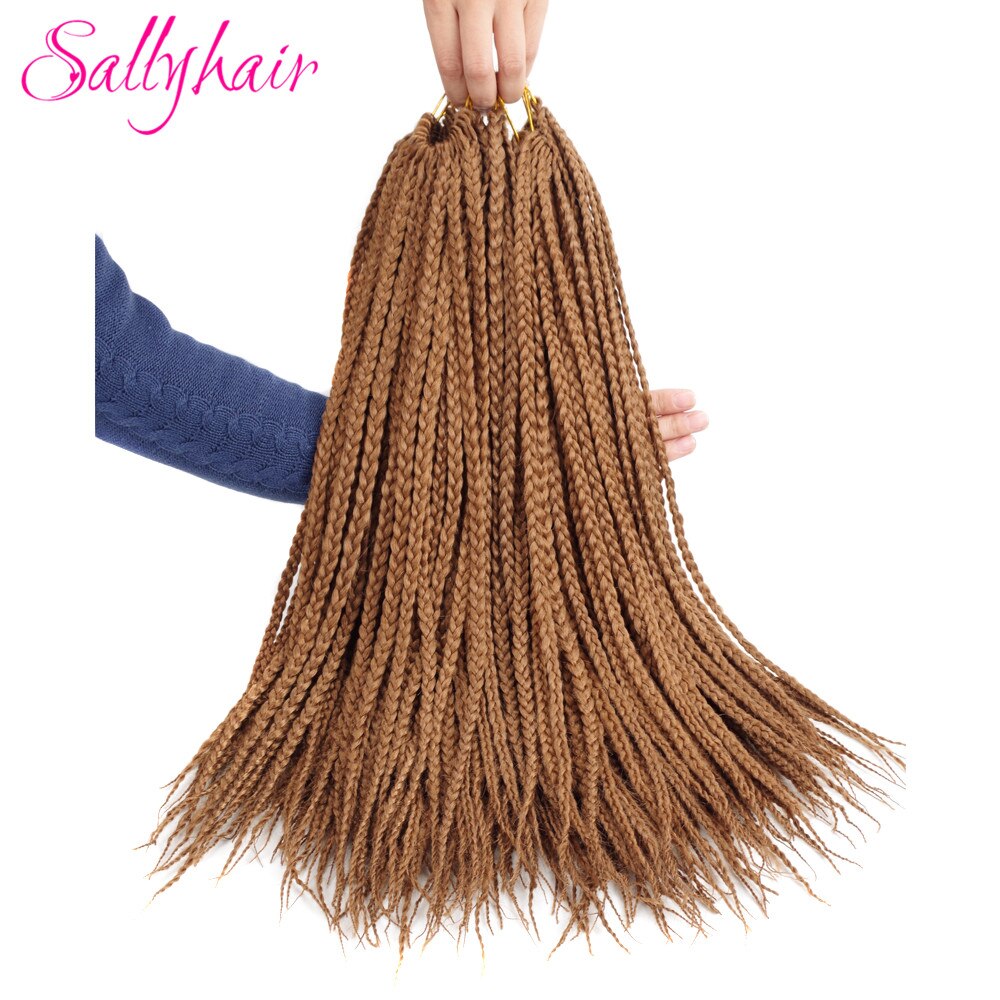 Sallyhair 18 Inch Haak Doos Vlechten Hair Extensions Bruin Synthetische Vlechten Haar Lage Temperatuur Fiber