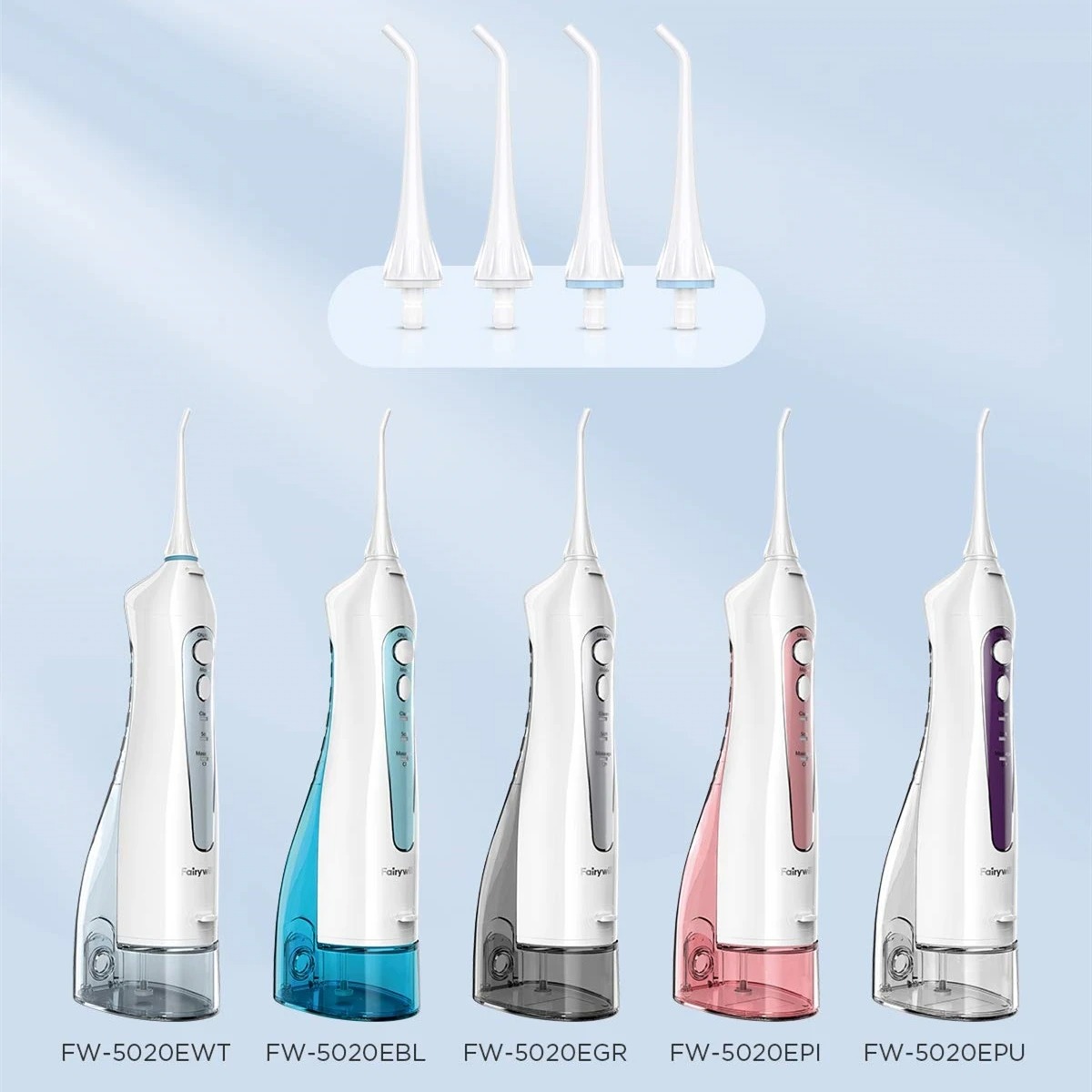 4 Uds Fairywill agua Flosser puntas de repuesto para la familia FW5020E agua Flosser irrigador bucal respetuoso con el medio ambiente duradero