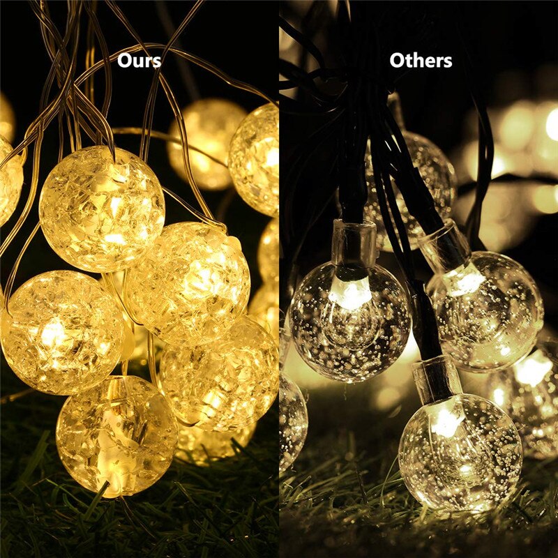 Globe led solcellelys 5m 50 led knitrende kugle udendørs , 8 modes eventyrlys varm hvid indendørs dekorativ havelampe