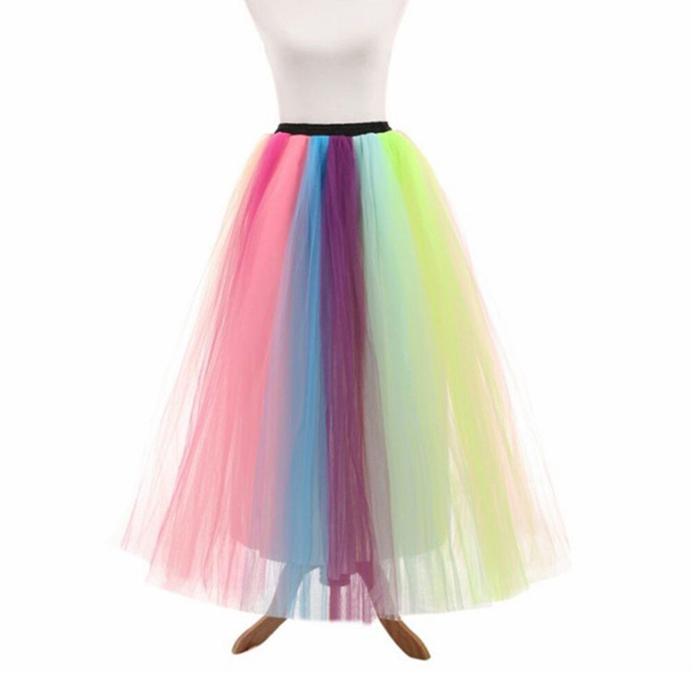 Jupon de mariée pas cher sous-jupe à volants couleur arc-en-ciel filles fête Crinoline longue adulte Tulle jupe Maxi