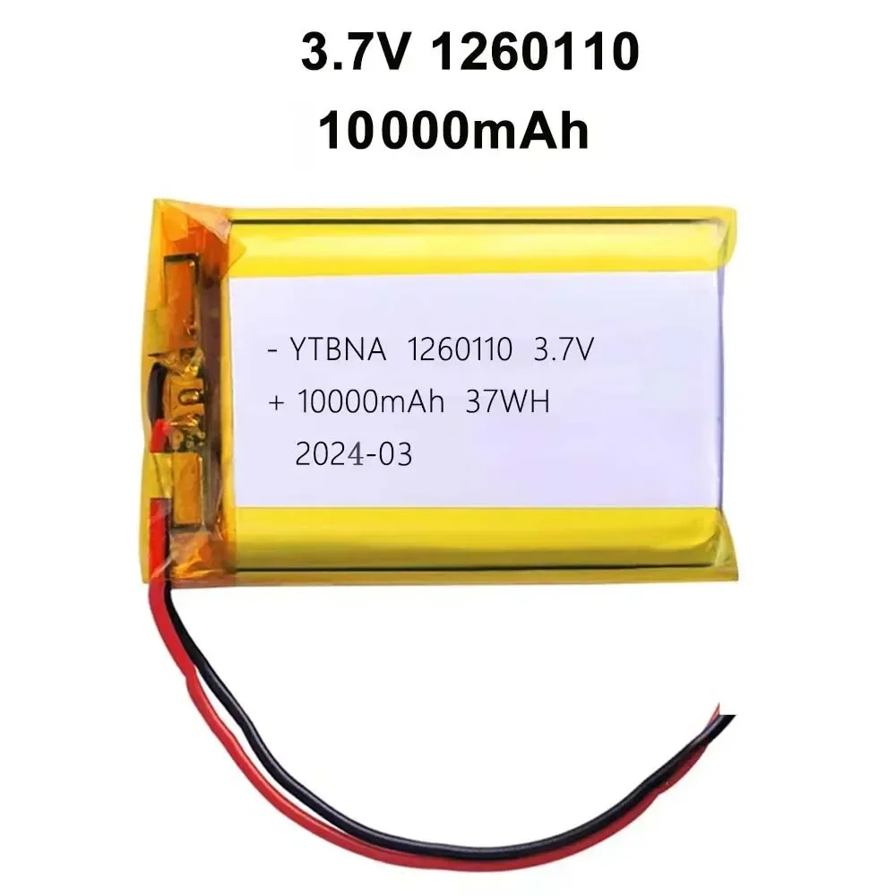 3,7V 10.000mAh 1260110 Bateria de polímero de lítio para banco de potência DIY GPS Capacidade real Baterias recarregáveis de íon-lítio de grande capacidade