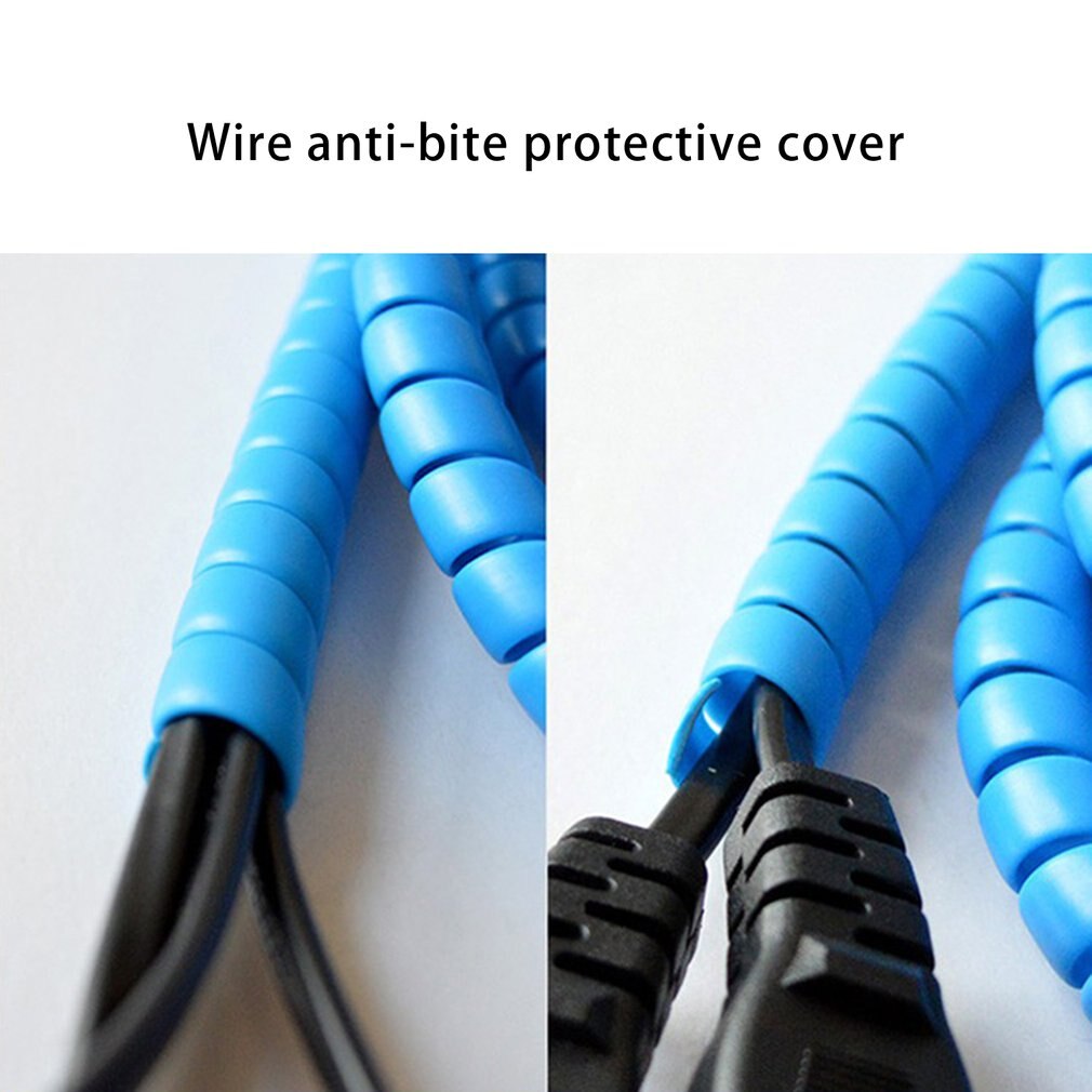 1Pcs Draad Anti-Bite Beschermhoes Draad Opslag Spiraal Anti-Wikkeldraad Buis Elektrische Clipper Kabelboom willekeurige Kleur