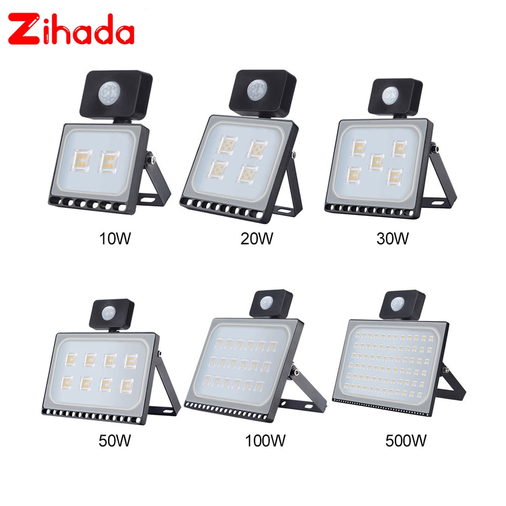 AC 220V LED Spotlight 10W 20W 30W 50W 100W Outdoor IP65 Waterproof Ultrathin Sensor LED Flood Light Garden Street Security Light