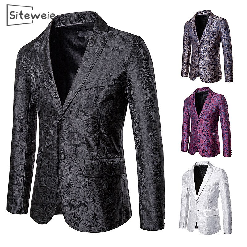 Siteweie herfst winter heren pak casual slank bloemen blazer heren bruiloft feest jas zakelijk vrijetijdskleding jassen  l523