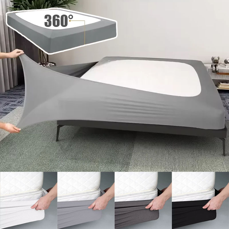 1 x box spring mattress covers in hotel quality, wrap-around bed skirts – mattress protector envelope – easy to install, twin/full/queen/king