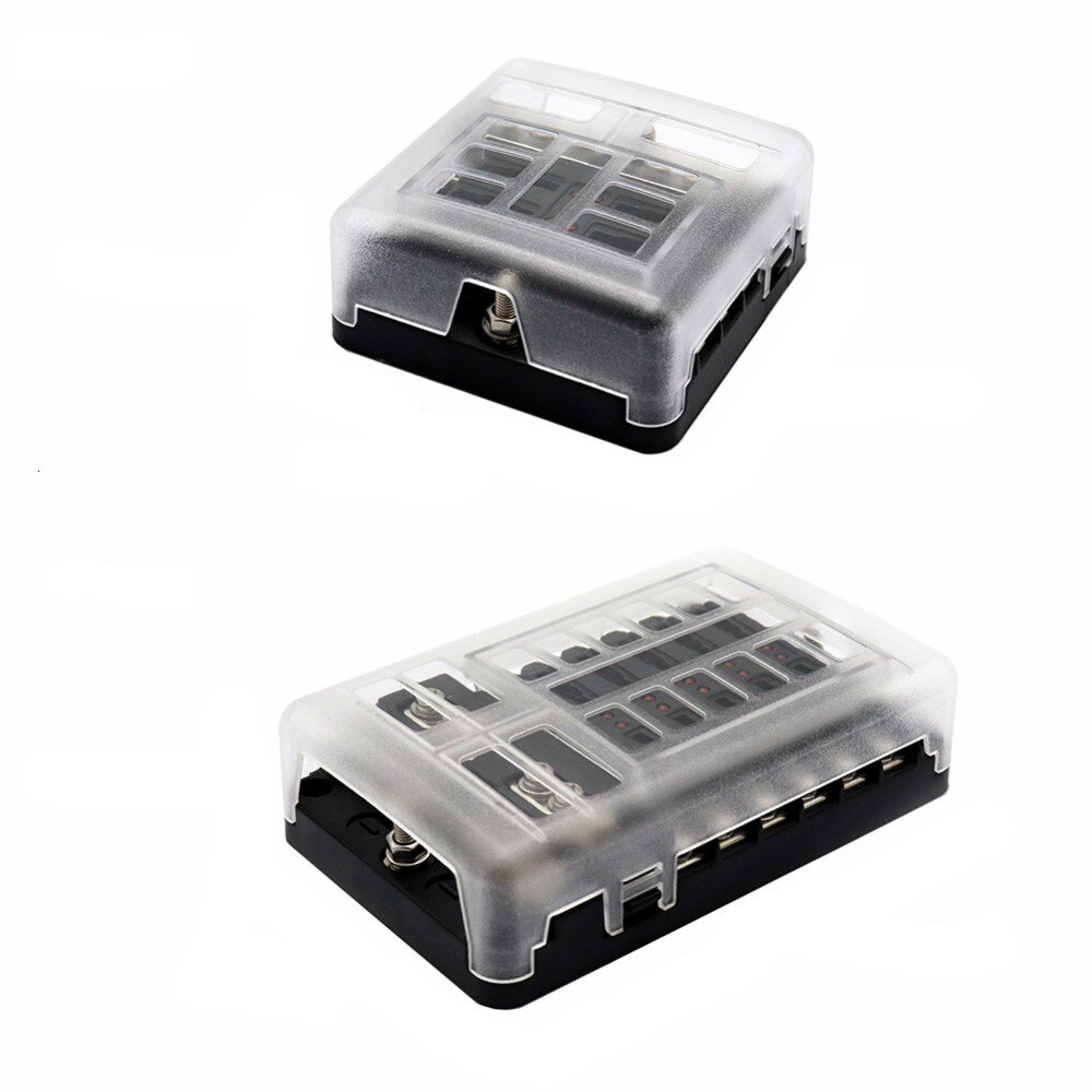 DC 12-32V Truck Motorhome Coach Boat Bus Bar Power Distribution Block Double Busbars 6-way12-way Fuse Box With LED Lights 100AMP