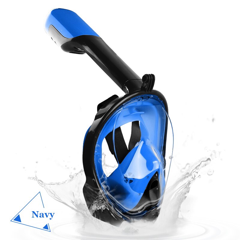 Pieno Secco Lo Snorkeling Mascherina di Immersione Subacquea Impermeabile e Anti-fog Snorkel Nuoto Formazione Completa Viso Lo Snorkeling Maschera per Gli Uomini: Navy blue / S/M