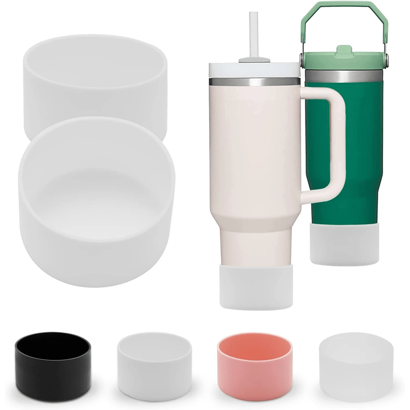 1/2PC 7,5 cm taza de silicona parte inferior de bota funda protectora antideslizante para Stanley 40oz vaso termo taza 30oz botella de agua: Gris claro