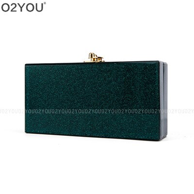 China Factory Supplier Small Green Glitter Ladies Bridal Acryli Holder Box Makeup Case Acrylic Box Clutches Evening bags: Default Title