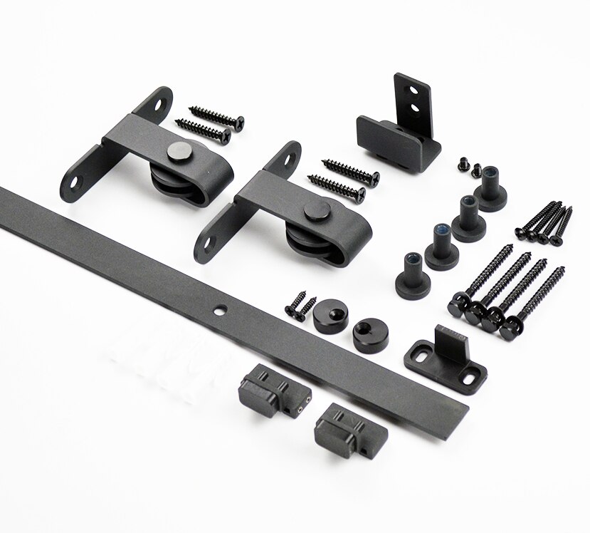 DIYHD 39" Black Top Mount Mini Barn Door Roller Cabnit Small Sliding Barn Door Hardware For 1 Door(No cabinet)