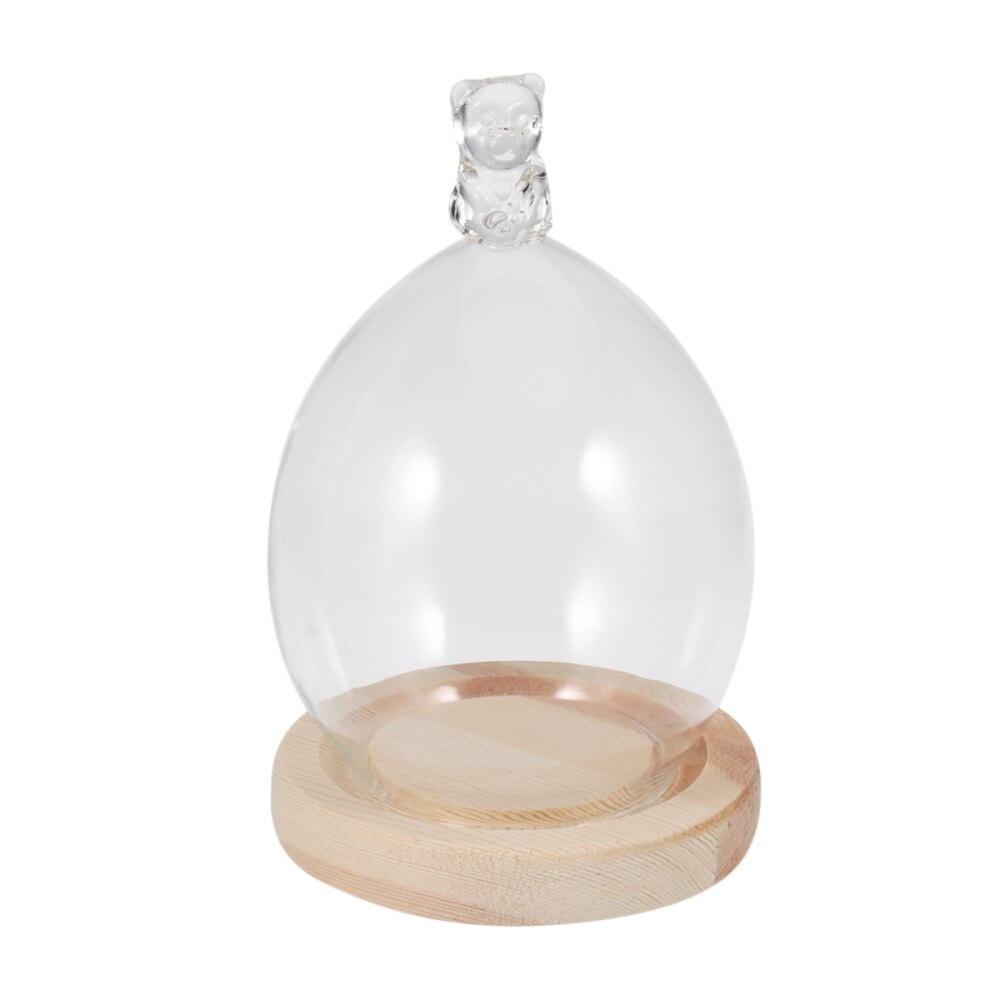 Dried Flower Display Glass Cover Preserved Flower Glass Cover DIY Transparent Glass Cover Loving Heart Glass Dome with Wood Base: Picture 4