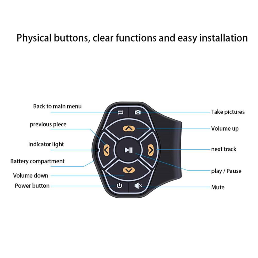 Draadloze Bluetooth Steering Auto Wiel Afstandsbediening Controle Siri Afstandsbediening Camera Ondersteuning Voor Ios Android