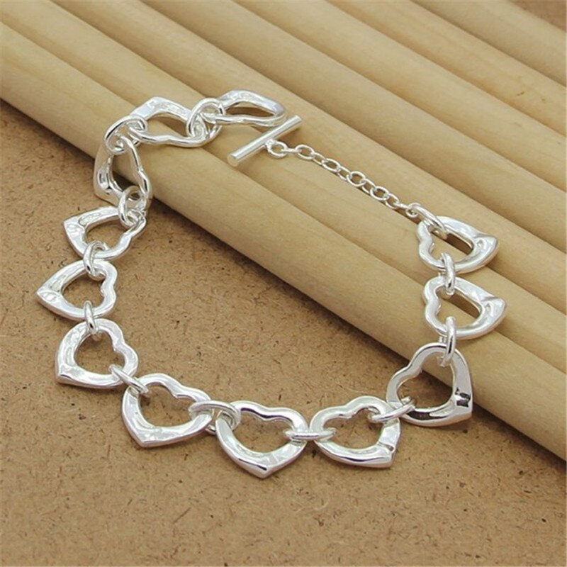 925 sterling sølv armbånd søtt hjerte kjede armbånd for kvinne fest sjarm smykker